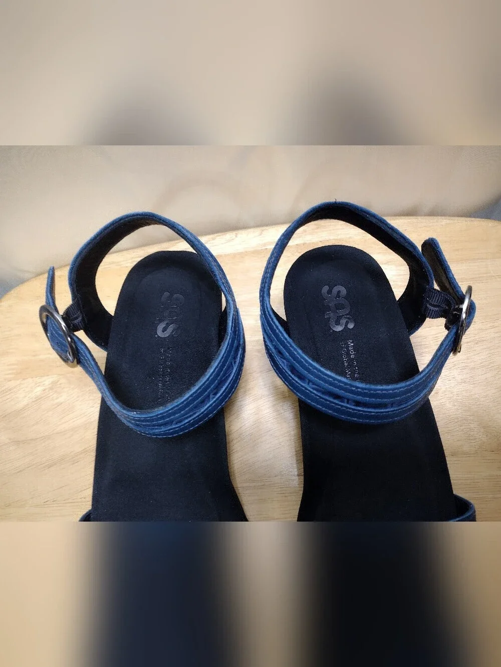 SAS Women's Capsain Blue Seight Wedge Strapped Sandals Size 8.5W